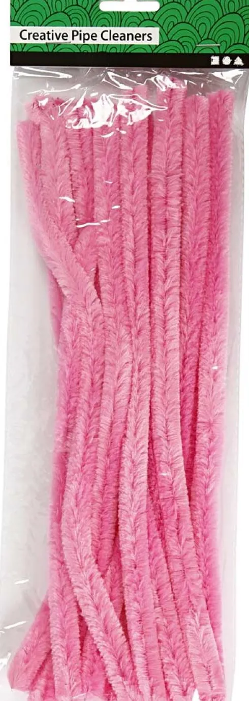 Chenille Piberensere - L 30 CM - Tykkelse 15 MM - Pink - 15 Stk