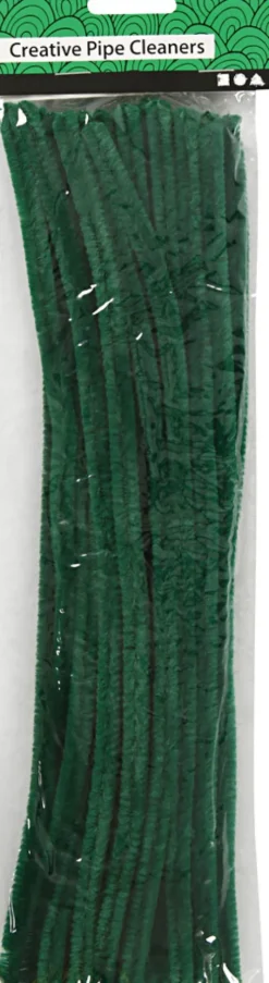 Chenille Piberensere - L 30 CM - Tykkelse 9 MM - Mørk Grøn - 25 Stk