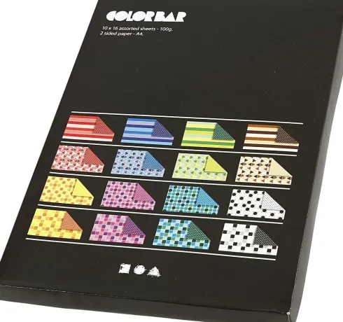 Color Bar - Mønstret Papir - A4 - 10 Mønstre - 160 Ark