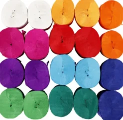 Crepepapir Ruller - L 20 M - B 5 CM - 22 G - Assorterede Farver - 20 Ruller