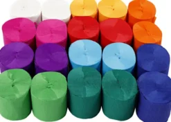 Crepepapir Ruller - L 20 M - B 5 CM - 22 G - Assorterede Farver - 20 Ruller