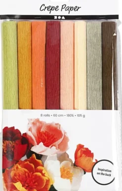 Crepepapir Til DIY Blomster - 8 Farver