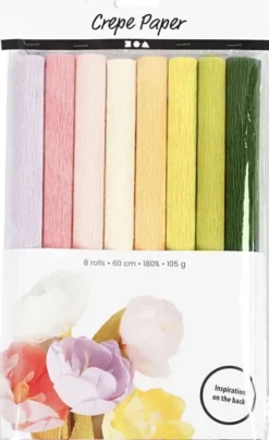 Crepepapir Til DIY Blomster - 8 Pastelfarver