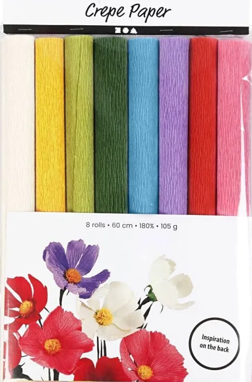 Crepepapir Til DIY Blomster - 8 Ruller - 60 CM