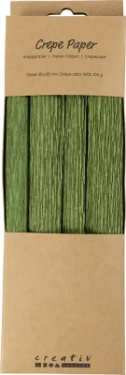 Crepepapir - 25X60 CM - Stræk/Crepe 180% - 105 G - Løvgrøn - 4Ark