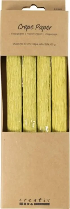 Crepepapir - 25X60 CM - Stræk/Crepe 180% - 105 G - Lys Grøn - 4Ark