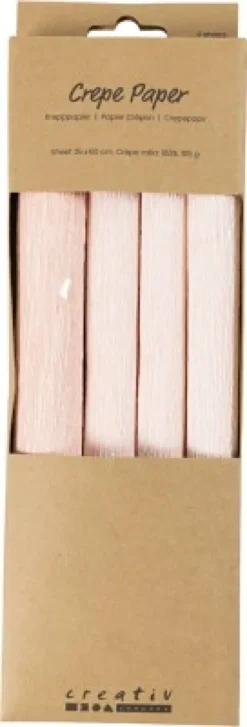 Crepepapir - 25X60 CM - Stræk/Crepe 180% - 105 G - Soft Rosa - 4Ark