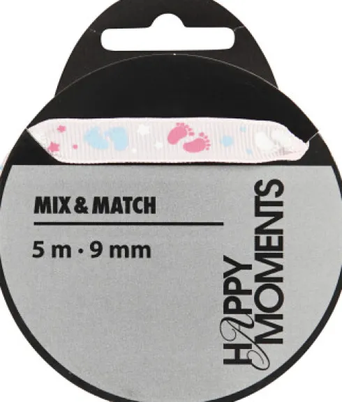 Dekorationsbånd - B 9 MM - Rosa - 5 M