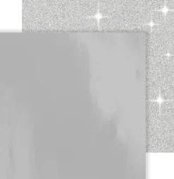 Designpapir - Glimmer - 30,5X30,5 CM - 120+128 G - Sølv - 2 Ark