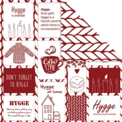 Designpapir - Hygge Og Strik - 30,5X30,5 CM - 180 G - 5 Ark