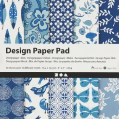 Designpapir I Blok - 15,2X15,2 CM - 120 G - Blå - 50 Ark