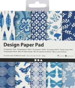 Designpapir I Blok - 15,2X15,2 CM - 120 G - Blå - 50 Ark