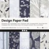 Designpapir I Blok - 15,2X15,2 CM - 120 G - Blå Grå - 50 Ark