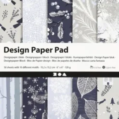 Designpapir I Blok - 15,2X15,2 CM - 120 G - Blå Grå - 50 Ark