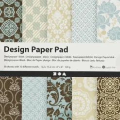 Designpapir I Blok - 15,2X15,2 CM - 120 G - Lyseblå - Brun - 50 Ark