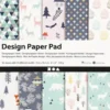 Designpapir I Blok - 15,2X15,2 CM - 120 G - Lys Grøn - Rosa - Hvid - 50 Ark