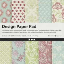 Designpapir I Blok - 15,2X15,2 CM - 120 G - Mint Grøn - Lilla - 50 Ark