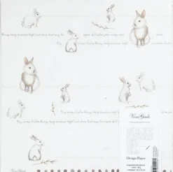 Designpapir - Kaniner - 30,5X30,5 CM - 180 G - Grå Hvid - 5 Ark