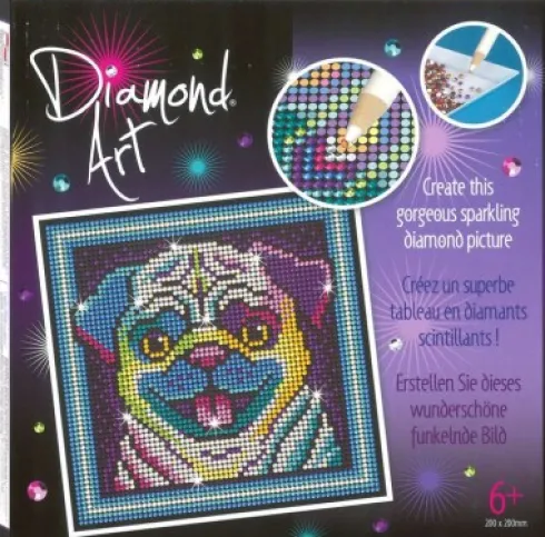 Diamond Art - Mops Hund - 20 X 20 CM