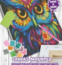 Diamond Art Painting Kit På Lærred - 30X40 CM - Ugle - Splat