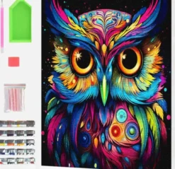 Diamond Art Painting Kit På Lærred - 30X40 CM - Ugle - Splat