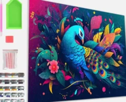 Diamond Art Painting Kit På Lærred - 30X40 CM - Påfugl - Splat