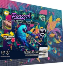 Diamond Art Painting Kit På Lærred - 30X40 CM - Påfugl - Splat