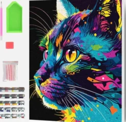 Diamond Art Painting Kit På Lærred - 30X40 CM - Kat - Ny - Splat