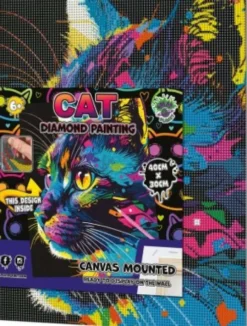 Diamond Art Painting Kit På Lærred - 30X40 CM - Kat - Ny - Splat