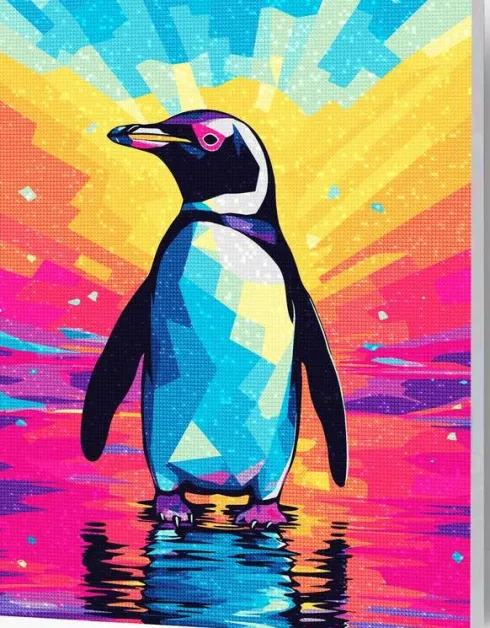 Diamond Art Painting Kit På Lærred - 30X40 CM - Pingvin - Splat