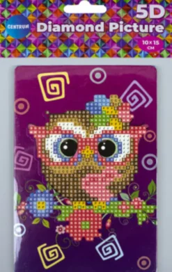 Diamond Painting - 5D - 10X15 CM - Med Staffeli - Ugle