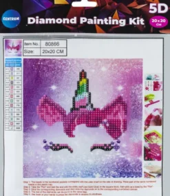Diamond Painting Kit - 5D - 20X20 CM - Enhjørning
