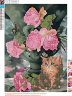 Diamond Painting - 30X40 CM - Kat Og Blomst