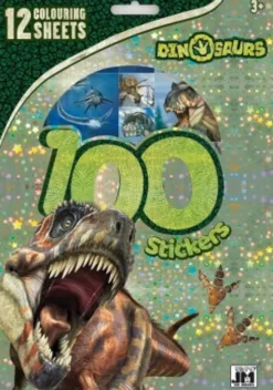 Dinosaur Aktivitetssæt Med 100 Klisternærker Og 12 Ark