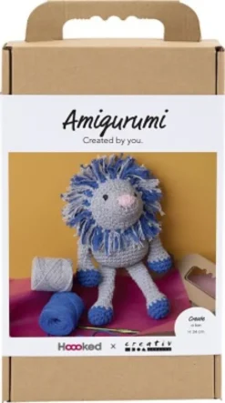 DIY Kit Amigurumi - Løve - Marineblå - Lys Grå
