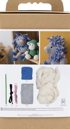 DIY Kit Amigurumi - Løve - Marineblå - Lys Grå