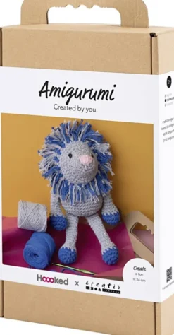 DIY Kit Amigurumi - Løve - Marineblå - Lys Grå