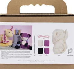 DIY Kit Amigurumi - Ræv - Sort - Blomme