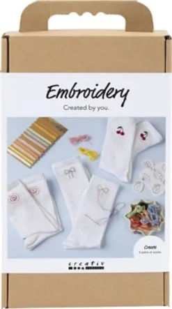 DIY Kit Broderi - Strømper - Hvid