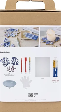 DIY Kit Kintsugi - Coasters - Blå - Guld - Lys Rød - Hvid