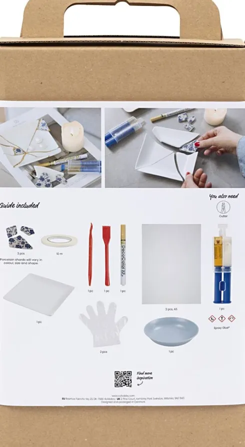 DIY Kit Kintsugi - Fad - Blå - Guld - Hvid