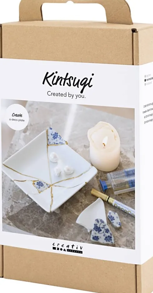 DIY Kit Kintsugi - Fad - Blå - Guld - Hvid