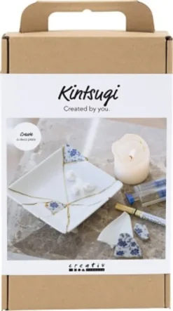 DIY Kit Kintsugi - Fad - Blå - Guld - Hvid