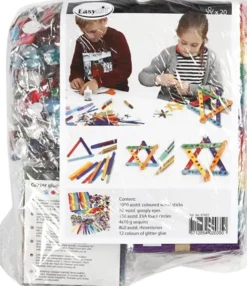 DIY Kit - Kreativitetssæt - Glitter, Glimmer Og Træpinde Mega Sæt