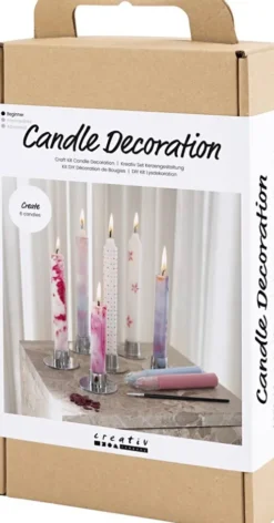 DIY Kit Lysdekoration - Dekorerede Kronelys - Hvid - 1Pk