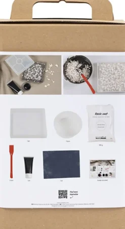 DIY Kit Resin Støbning - Firkantet Bakke - Sort - Hvid