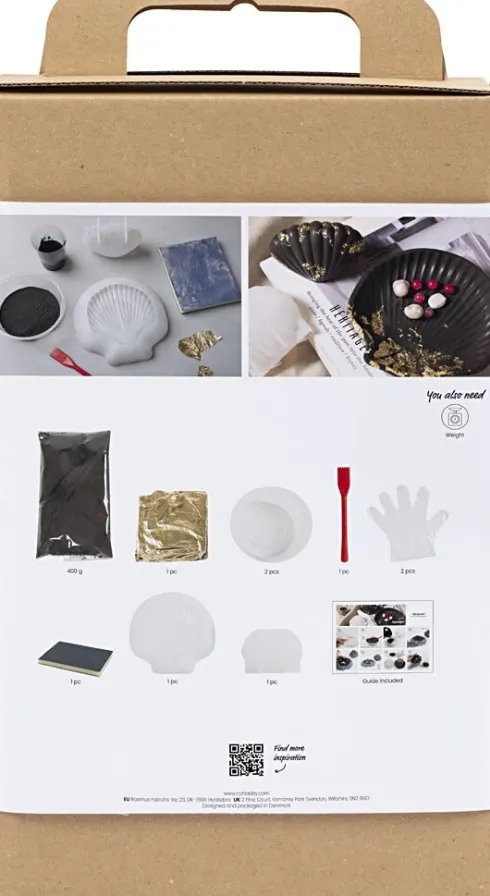 DIY Kit Resin Støbning - Musling - Sort - Guld