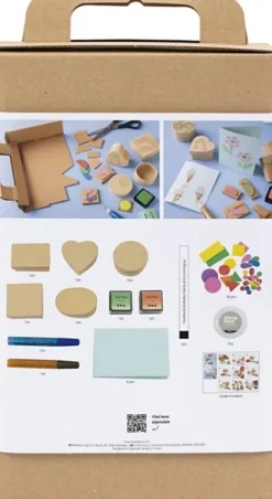 DIY Kit Stempeltryk - Dekorerede Æsker Og Kort - Beige - Mellem Grøn - Mint - Klar Rød - 1Pk