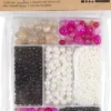 DIY Mix Smykker - Agater - Str. 2,6-10 MM - Hulstr. 0,8-1,8 MM - Beige - Sort - Pink - Hvid Perlemor