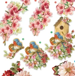 3D Motiver - Blomster Og Fugle - 21X30 CM - 4 Ark